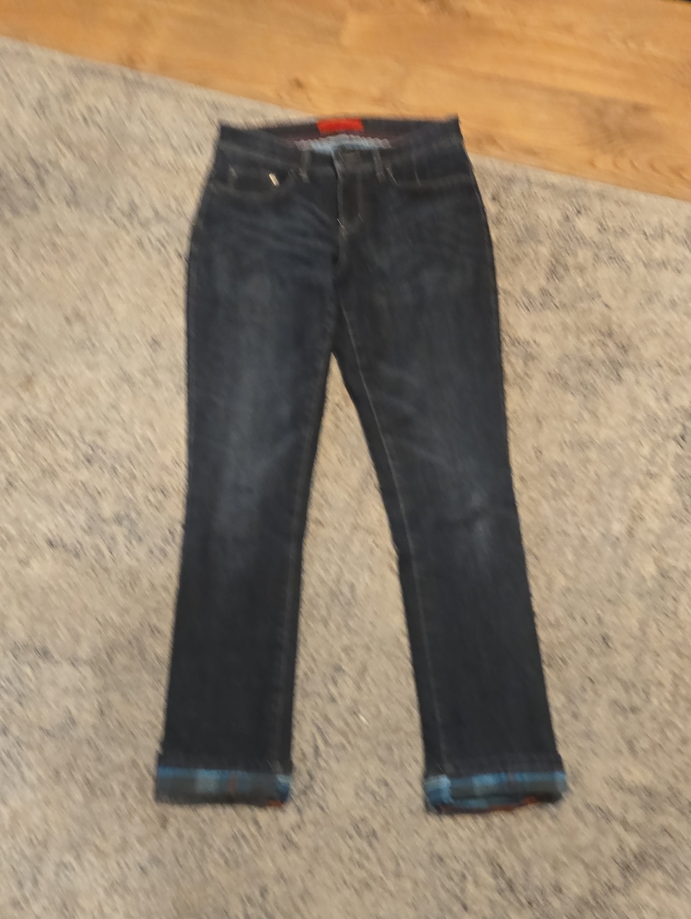 L.L. Bean Women's Dark Indigo Straight-Leg Flanned Lined Jeans
